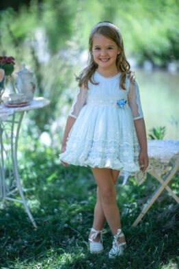 Vestido vuelo ceremonia niña lluvia de abril azul